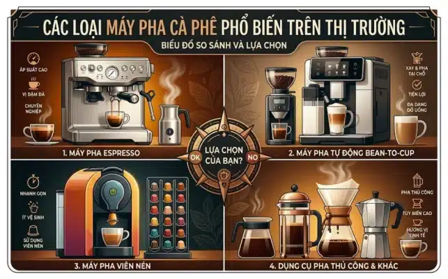 Các Loại Máy Pha Cà Phê Phổ Biến Trên Thị Trường